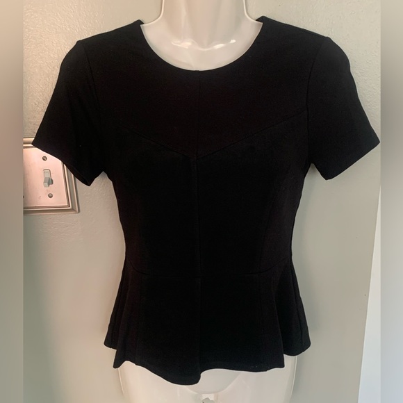 BCBGMaxAzria Black Faux Suede Leather Denna Peplum Top $118 XXS 0 2 - Picture 6 of 9
